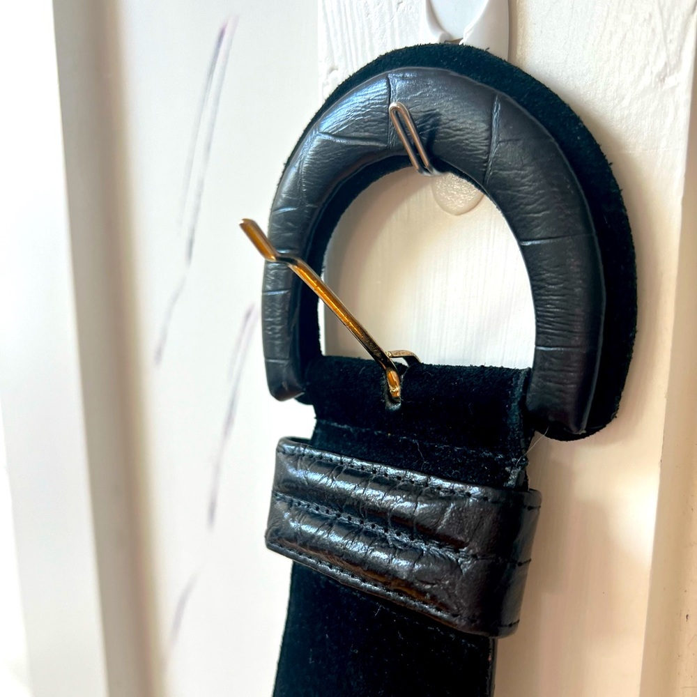 Vintage Liz Claiborne suede & leather wide belt | Black | Size S